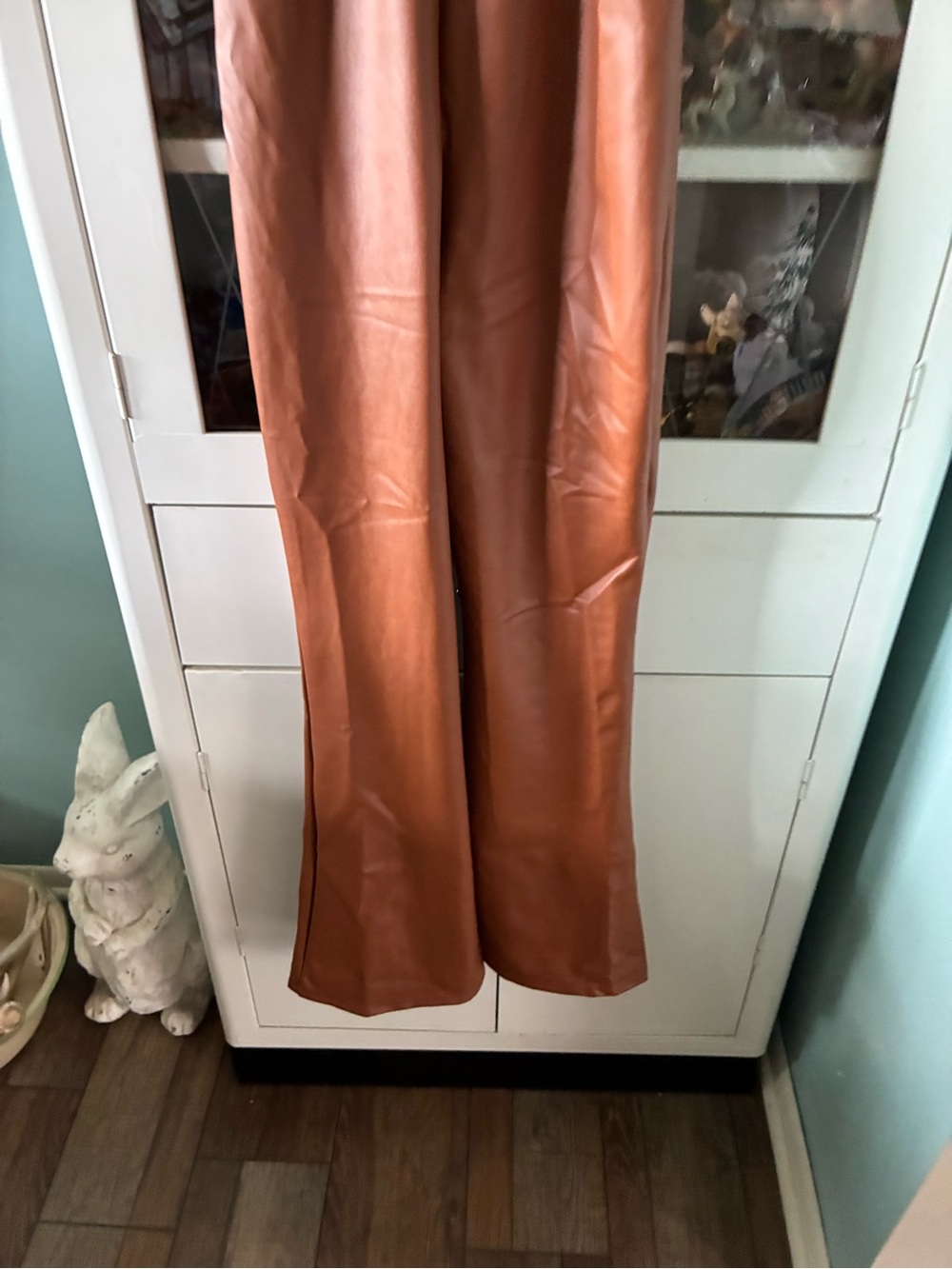 Popilush sz XS Faux Leather Brown Jumpsuit with Strappy Neckline nwt - Picture 15 of 15